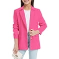 thumbnail image 2 of Girls Long Sleeve Notched Lapel Collar Open Front Casual Jacket with Inner Pocket Kids Suit, 2 of 8