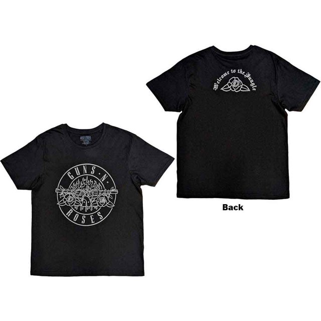 Guns N Roses Unisex T-Shirt Classic Bullet Mono (Back Print)