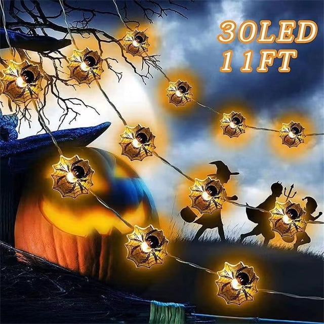 Halloween Decorations Spider Lights Waterproof 10ft 30 LED Battery Powered Led String Lights for Halloween Decor