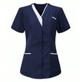 thumbnail image 1 of BVOFAR Women's Short Sleeve Scrub Tops V Neck Soft Comfy Housekeeping Uniforms Nurse Working Tops with Pockets, 1 of 3