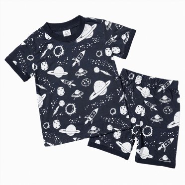 gdxvjhbj Pyjama pour Tout-Petit Pyjama Garçon pour Garçons, Ensemble 2 Pcs Pyjama pour Tout-Petit pour Enfants, Haut à Manches Courtes et Short 4T 5T (Marine, 4-5 Ans)