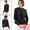 Dark Black, variant on INSPIRE CHIC Women's Denim Jackets Button Down Peplum Hem Long Sleeves Cropped Jean Jackets Light Blue XL