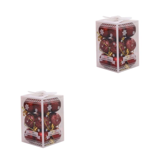 Decodeary 12piece Wedding New Year Navidad Pendant Ball Wide Application And Easy wine red 2Set