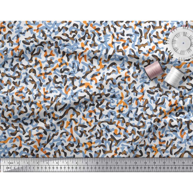 Soimoi Tissu Satin Modal Tissu à Imprimé Camouflage Multicolore au Mètre 42 Pouces de Large