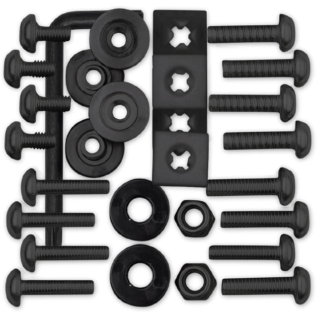 Cruiser Accessories Ensemble Ultime de Fermoirs de Verrouillage, Goupille Étoile, PTFE Noir en Acier Inoxydable Montrant des Vis, Rondelles, Écrous et Goupille Étoile en Acier Inoxydable Noirs, Fermoirs de Verrouillage avec Revêtement PTFE Noir, Incluant des Écrous d'Arrêt à Hochet pour Prévenir le Hochet et le Vol de la Plaque d'Immatriculation, Conçu pour les Besoins de Quincaillerie de Plaque d'Immatriculation de Véhicule Nationale et d'Importation.