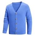 thumbnail image 1 of Wzzjkit Fall Clothes Men Casual Fashion V-neck Button Cardigan Elasticity Sweater Base Layer Knit Long Sleeve Sweater, 1 of 5