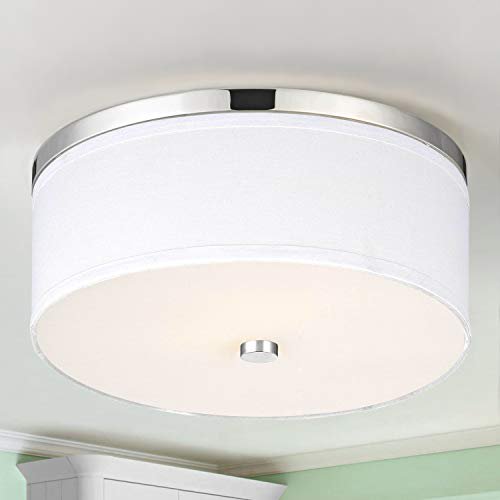 Design Classics Lighting Polished Chrome Ceiling Light with White Drum Shade