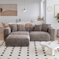 thumbnail image 1 of The Magic Home Canapé d'Angle Convertible Modulable 2 Places en Velours Côtelé Brun,, 1 of 10