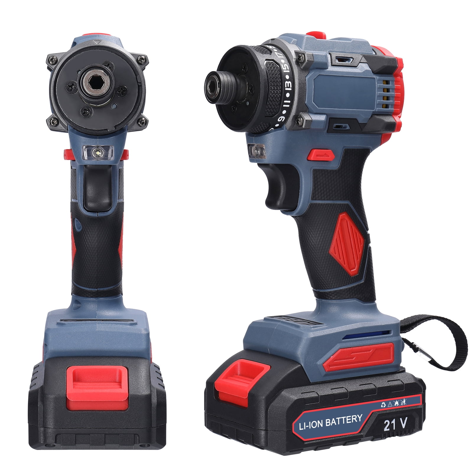 Cordless Electric Screwdriver, 21V Electric Drill 55Nm Brushless Motor Screw Driver with LED Light for Home Appliances Furniture Installation Automotive
