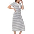 thumbnail image 4 of Penkiiy Chemise de Nuit à Rayures pour Femmes, Longueur Complète, Manches Courtes, Robe de Pyjama Douce pour Dames, 2TG, Blanc, 4 of 6