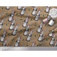 thumbnail image 2 of Soimoi Brown Modal Satin Fabric Insect,Lavender & Vintage Bottle Decor Fabric Printed BTY 42 Inch Wide, 2 of 3