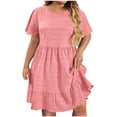thumbnail image 2 of Weiqiqre Robes d'Été pour Femmes Décontractées Amples Mignonnes à Volants Manches Courtes Fluides Mini-Robe Robe d'Été, 2 of 8