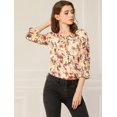 thumbnail image 2 of INSPIRE CHIC Women's Tie V Neck Boho Ruffled 3/4 Sleeve Floral Blouse, 2 of 4