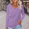 thumbnail image 2 of Timegard Womens Tops V-Neck Long Sleeve Basic Tee Solid Color Comfy Blouse Fall Casual Tunic Tops, 2 of 5