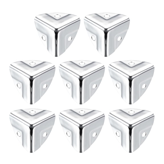 Unique Bargains Metal Box Corner Protectors Wooden Box Edge Guard Protector 22x22x22mm Silver Tone 8 pcs