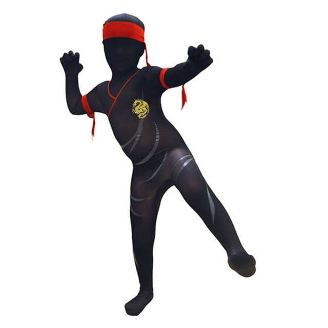 AltSkin Full Body Spandex/Lycra Suit (Kids M, Ninja)