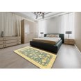 thumbnail image 4 of Ahgly Company Indoor Round Abstract Mustard Yellow Oriental Area Rugs, 4' Round, 4 of 6