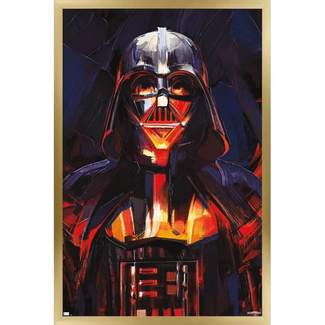 Star Wars : Obi-Wan Kenobi - Affiche Murale de Peinture Darth Vader, 22,375 Po x 34 Po, une Peinture Abstraite Encadrée de Darth Vader avec des Traits de Pinceau Audacieux Rouges, orange et Noirs sur un Fond Bleu Foncé, Convient pour Décorer des Chambres, des Bureaux Ou des Espaces à Thème.