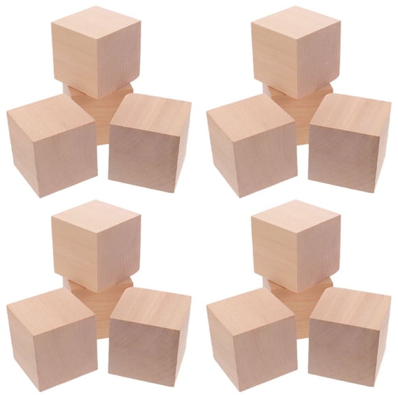 CUITING 30 Pcs Carve Cubes Wooden Block Model Toddler 2.00X2.00X2.00CM Khaki