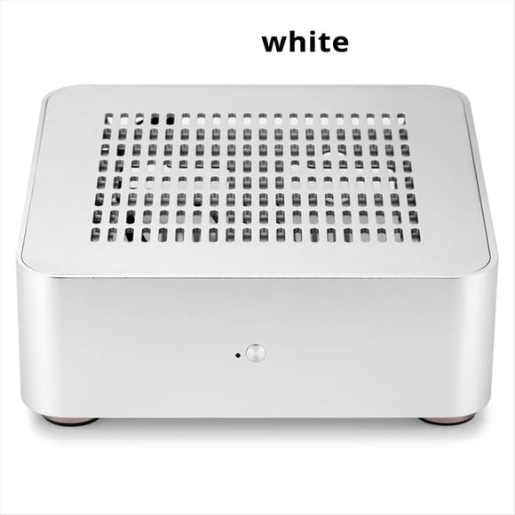 All Aluminum Chassis Mini HTPC Case Mini ITX Cases Computer Gaming PC Desktop Case with 8Pin Power Supply PSU White