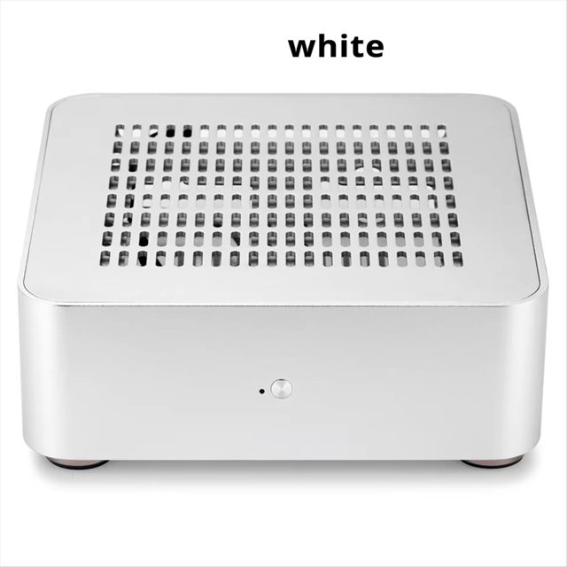 All Aluminum Chassis Mini HTPC Case Mini ITX Cases Computer Gaming PC Desktop Case with 8Pin Power Supply PSU White