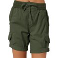 thumbnail image 1 of Innerwin Shorts Été Décontractés Cargo pour Femmes Short de Travail en Lin Extensible Vert Noirâtre TG, 1 of 7