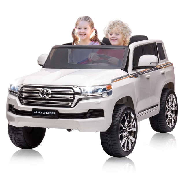 AKDSteel Kids Ride On Car, Licensed Toyota Land Cruiser, 12V 7Ah Battery, Dual Motors, 3-Speed Parent Remote Control, Music, Horn