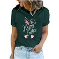 thumbnail image 2 of EGNMCR Chemise de Pâques Manches Courtes pour Femmes Imprimé de Pâques T-shirt Col Rond Mode et Confortable Haut Manches Courtes Col Rond T-Shirts pour Femmes, 2 of 7