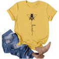 thumbnail image 4 of JIRNDf Hauts d'Été pour Femmes T-Shirts Tendance Imprimé Floral Col Rond Manches Courtes Décontracté Confortable Élégant Mignon Graphique T-Shirts pour Femmes Jaune TTG, 4 of 5