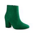 thumbnail image 1 of Unique Bargains Bottines à Talons Hauts Épais à Bout Rond pour Femme Vert (Taille 8), 1 of 6