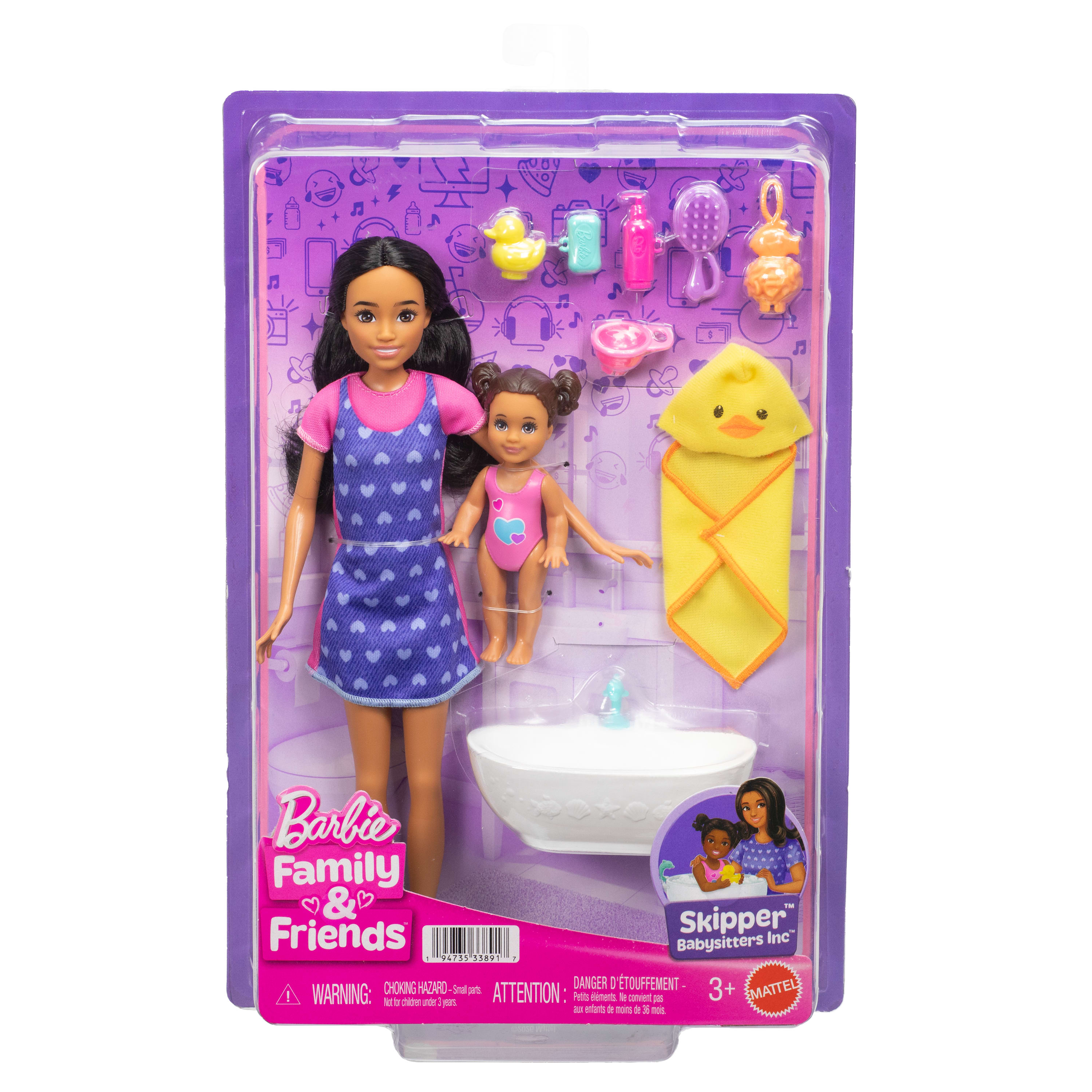 Barbie Skipper Babysitters Inc. Playset with Skipper Doll, Toddler Doll, Bathtub & 6 Accessories