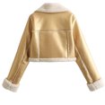 thumbnail image 3 of DPTALR Women's Lamb Hair Short Coat Zipper Motorcycle Style Jacket, 3 of 3