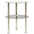 thumbnail image 1 of vidaXL 2-Tier Side Table Transparent & Black 38 cm Tempered Glass, 1 of 5