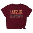 thumbnail image 1 of Penkiiy T-Shirt Femme J'aime Mon Mari Mignon Relation Mariée Tee L Vin, 1 of 6