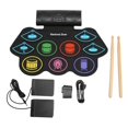thumbnail image 2 of 9 Pads Electronic Drum, 9 Accompaniments Portable Drum Practice Pad 100-240V  For Percussion Training EU Plug,US Plug,UK Plug, 2 of 8