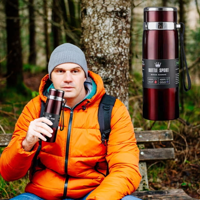 Chmadoxn Winter Portable Rope Insulation Cup Stainless Steel Outdoor Vehicle Mounted Large Capacity Insulation Cup 800mL vacuum cup