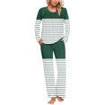 thumbnail image 2 of Yuyuzo Ensembles de Pyjama pour Femmes 2 Pcs Rayé Manches Longues Col Rond T-Shirts Pantalons de Détente avec Poches, 2 of 6