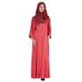 thumbnail image 1 of Bimba Islamic Clothes For Women Long Prayer Robe Maxi W/ Printed Hijab Rayon Abaya Front Button Muslim Dress, 1 of 7