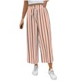 thumbnail image 2 of AherBiu Pantalon à Jambe Grand pour Femmes Taille Haute à Cordon Rayé Pantalon Décontracté d'Extérieur Tendance avec Poches, 2 of 6