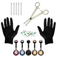 thumbnail image 1 of BodyJ4You 15PCS Professional Piercing Kit Black Steel 14G Double CZ Belly Navel Ring Body Piercing Set, 1 of 6