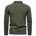 thumbnail image 4 of Hauts d'Automne pour Femmes Mode Homme Décontractée Couleur Unie Manches Longues Col Rabattu Chemisiers Chemises Chandails Classiques pour Femmes P-59 Vert TTG, 4 of 4