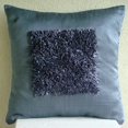 thumbnail image 2 of The HomeCentric Pillow Cover, Blue Decorative Pillow Cover For Sofa Pack of 2, 16x16 inch (40x40 cm) Silk Pillowcase With Zipper, Solid Color, Ribbon Embroidery, Toss- Vintage Blue Love, 2 of 4