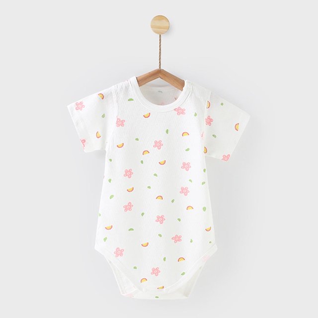 JDQJBZ Barboteuse à Manches Courtes pour Nouveau-Né, Imprimé Ourson, en Coton