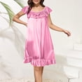 thumbnail image 2 of Yuyuzo Robes de Pyjama pour Femmes Satin Sans Manches Vêtements de Nuit Chemises de Nuit Encolure Dégagée Mignonne à Volants Robe de Pyjama Vintage, 2 of 4