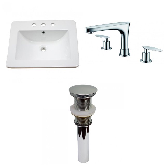 American Imaginations 21-in. W 3H8-in. Ceramic Top Set In White Color - Drain Incl. AI-33087