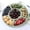 Green, variant on Plastic Nuts Storage Platter Tray, Food Serving Tray with 6 Dining Grids, 12 Inches Dessert Fruit Veggie Food Serve Plate Tray for Party, Family Dinner, Holiday and Home Warming(Beige Disc)