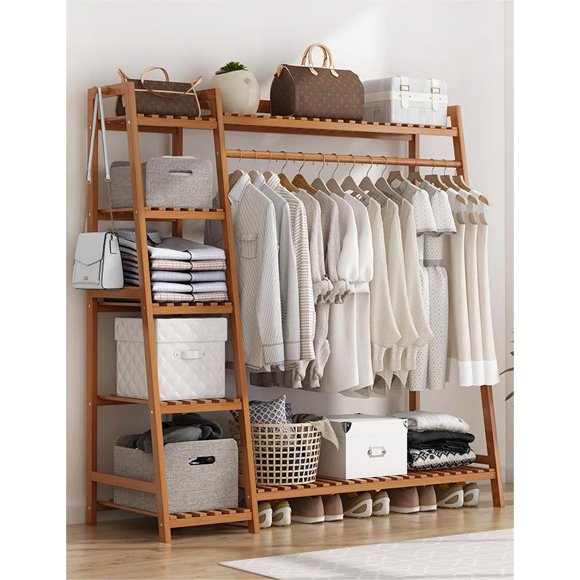 CC005 - Storage Clothing Rack-Red Wood(130cm)