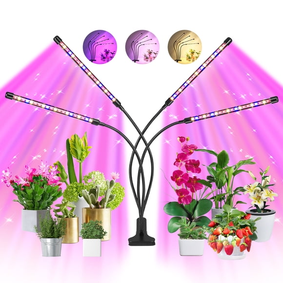 Hywyimlait Indoor Plant LED Grow Light - 80 LEDs 4 Heads, Clip-On Adjustable Gooseneck, 10 Dimmable & Timer