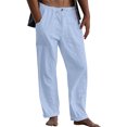 thumbnail image 1 of MAWCLOS Men Trousers Elastic Waist Sweatpants Drawstring Pants Baggy Party Solid Lounge Light Blue S, 1 of 9
