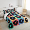 thumbnail image 3 of YST Music Disc Down Comforter Twin Size,Colorful Plaid Pattern Comforter Set For Adult Teens,Pop Music Duvet Set,Hip Hop Style Bedding Set 1 Comforter with 1 Pillow Case,Soft Warm 2Pcs, 3 of 5